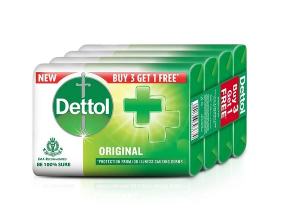 Dettol Original Germ Protection Bathing Soap bar, 75gm, Buy 3 Get 1 - 300 gm